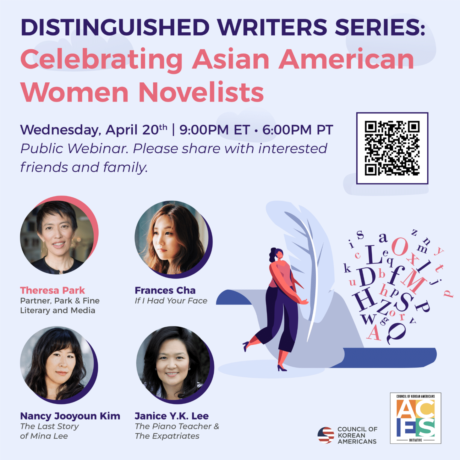 Distinguished Writers Series Celebrating Asian American Women Novelists Council Korean